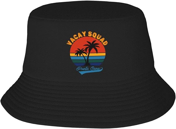 Bucket Hat for Men Women Adult Printed Fishing Hats Sun Hats Novelty Bucket Hats for Man Woman Black