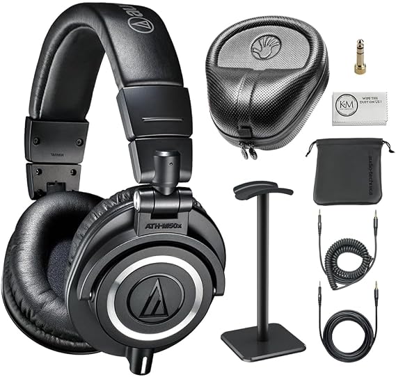 Audio-Technica ATH-M50x Closed-Back Monitor Headphones | Black Bundle
