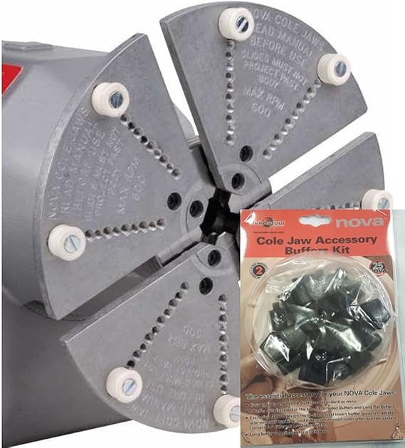 10" Cole Jaw Set (JSCOLE) For Nova Wood Lathe Chucks With Accessory Buffer Kit (6030)