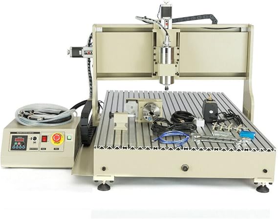 4-Axis 6090 CNC Router Engraver Tool, Wood Carving Milling Drilling Machine, Water Cooling VFD 1.5KW Spindle 3D Cutter Printer, Desktop DIY USB Port Engraving for Metal Wood PVC Working