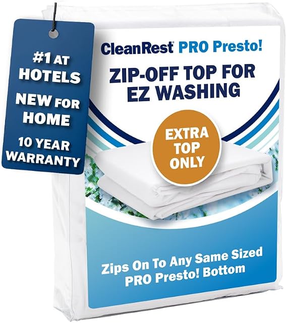 CleanRest Presto!ジップオフトップマットレスケース – 低刺激性、防水性、トコジラミ防止プロテクター標準ジップオフ交換用トップトップのみ、ツイン