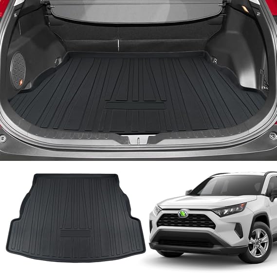 Powerty Cargo Trunk Liner for 2019-2024 2025 Toyota RAV4 Accessories, All Weather Heavy-Duty TPE Car Rear Truck Mat Cargo Protector