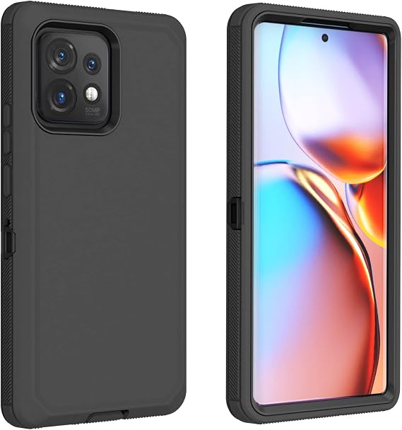 for Motorola Edge Plus 2023 Case/Moto Edge+ 2023, Heavy Duty Bumper Case Shockproof Dustproof 3 in 1 Rugged Protective Phone Cover (Black)