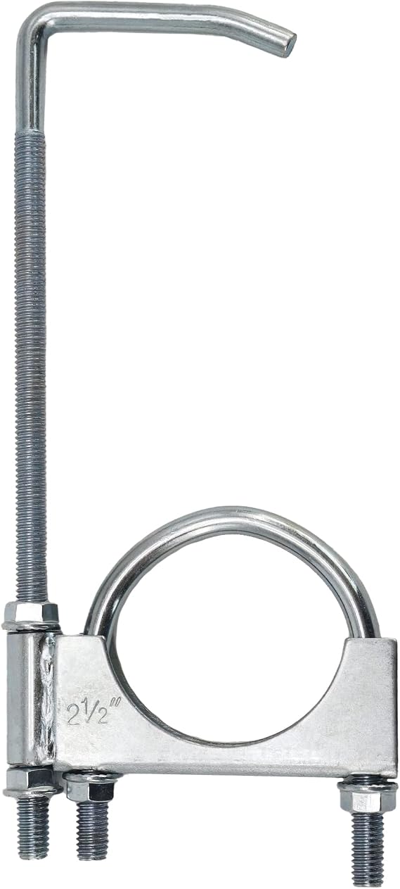 2.5" Universal Exhaust Clamp with Hanger, Heavy Duty Muffler Pipe Repair Bracket, 360 Adjustable Exhaust Hanger Insulator for Automotive Truck System, Zinc Plated (1 Pack)