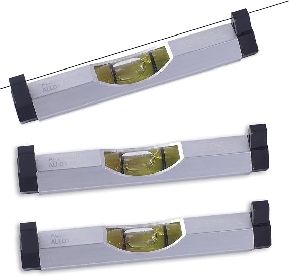 BETHEL 3 Packs Bubble Line Level String Tools, Aluminum Mini Leveler for Construction, Engineering, Camping, DIY Projects