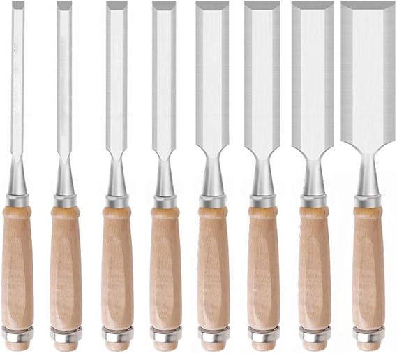 Woodworking Chisel Wood Carving Chisel Set For Carving, Carpentry, Edge Trimming, Cutter Head Width - 6mm, 10mm, 14mm, 18mm, 22mm, 26mm, 30mm, 38mm, Set of 8