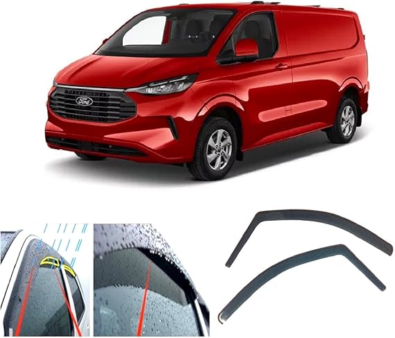2x Wind Deflectors for Ford Transit/Tourneo CUSTOM II for Volkswagen TRANSPORTER/CARAVELLE (T7) 2024 2025 2026 2027 Acrylic Glass Side Door Window Weather Shields Rain Guards