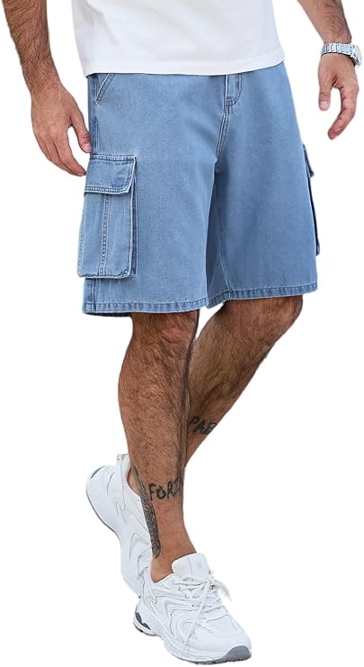 Baggy Cargo Jean Shorts for Mens Y2K Denim Jorts