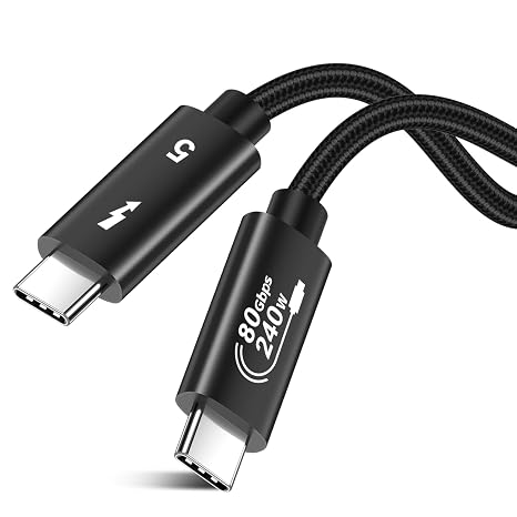 Thunderbolt 5 Cable, 3.3ft USB C to USB-C 80Gbps Data Transfer 240W PD3.1 Fast Charging 120Gbps Bandwidth 8K Display for Thunderbolt 4/3 USB4 Dock MacBook M4 iPhone 16 Pro Max iPad eGPU SSD