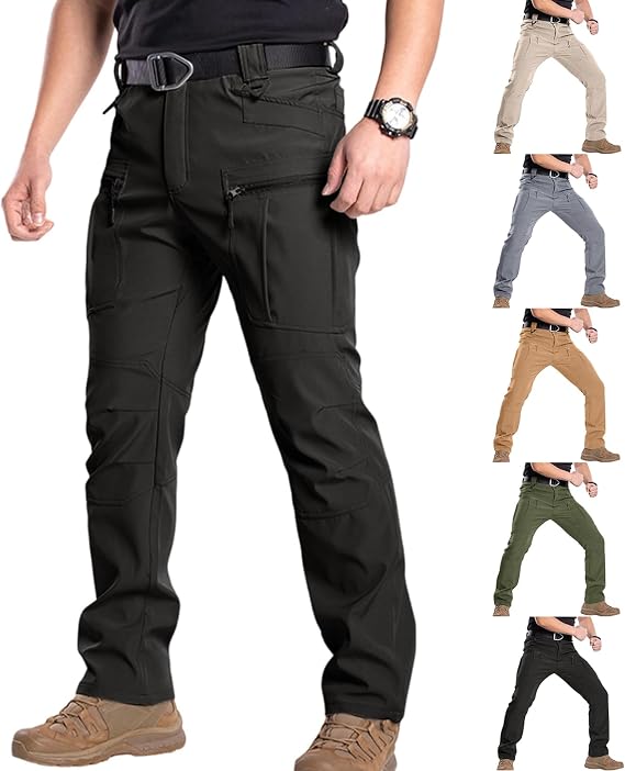 Tactical Pants for Men Water Resistant Hiking Cargo Work Pants with Multi Pockets Ripstop Camo Construction Pant