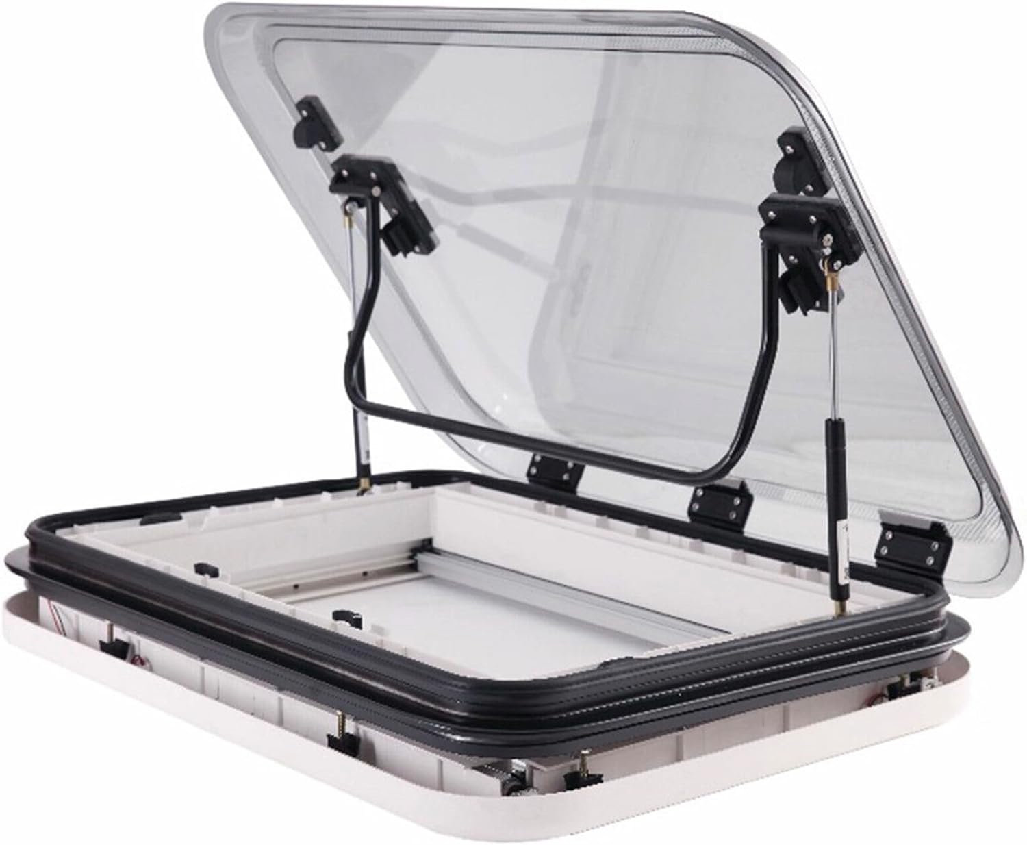 RV Caravan Roof Window Hatch with LED Lights, Aluminum Alloy Frame, RV caravan Motorhome Skylight Roof Vent Hatch Cut Out, Anti-UV Acrylic Cover, for Caravan, Trailer, Modified Vehicle 700500mm