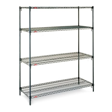 METRO A556K3 Super Adjustable Super Erecta 4-Shelf Industrial Wire Shelving Starter Unit, Metroseal 3 Epoxy, 24" x 48" x 63"