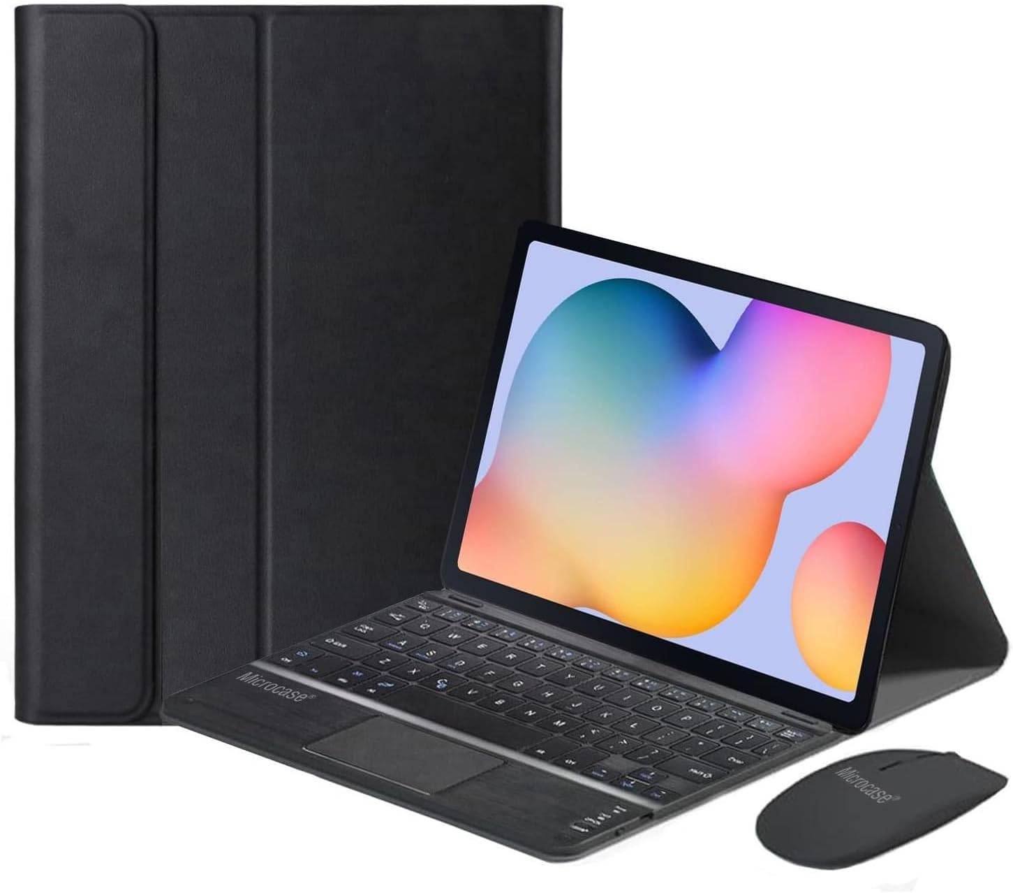 Microcase Samsung Galaxy Tab S6 Lite 2024 SM-P620 Bluetooth Touchpad Klavye  Bluetooth Mouse  Standlı Kılıf - Siyah BKK7