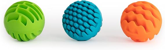 Fat Brain Toys Sensory Rollers - Textured Silicone Balls with Chimes, Ages 6 mos+