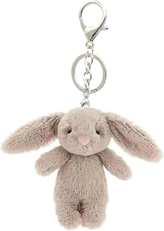 Niedlicher Plush Bunny Keyring for Backpack, 3.5-Inch Mini Rabbit Keychain as Handbag Charm Gift for Women