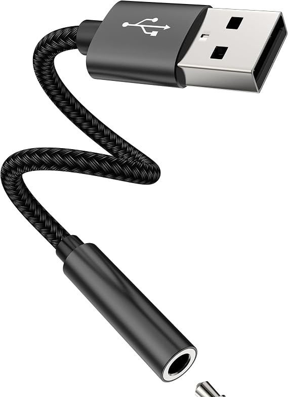 USB Male to 3.5mm Female Jack Adapter Headphone AUX Audio Cable for iPhone PC Laptop Output Plug Speaker Microphone Converter Stereo DAC Headset Desktop External Digital Car Auxiliary Input