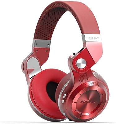 Bluedio T2S Bluetooth Headphones On Ear with Mic, 57mm Driver Rotary Folding Wired and Wireless Headphones for Cell PhoneTVPC, 40 Hours Play Time Voice Control Cloud Function Red