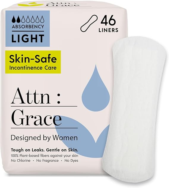 Attn: Grace Panty Liners for Women - Plant-Based Bladder Leakage, 46 Count