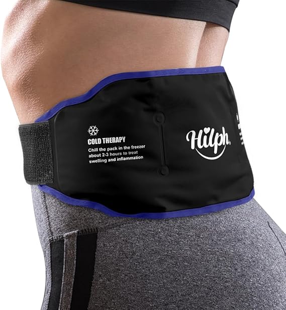 Hilph Back Ice Pack for Lower Back Pain, Adjustable Lumbar Ice Pack, Black | Reusable Lower Back Ice Wrap, Hot Cold Therapy, Pain Relief for Lumbar Surgery Recovery, Sciatic Nerve, Coccyx, Tailbone