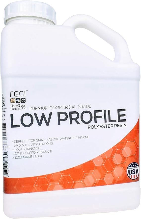 FGCI Low Profile Polyester Resin 1 Gallon, Low-Shrink Fiberglass Resin