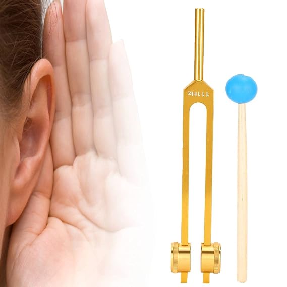 Tuning Fork, Aluminum Alloy 111Hz Tuning Fork Tuning Devices Meditation Tuning Energy Fork Tuning Forks For Tuning With Hammer(Gold)