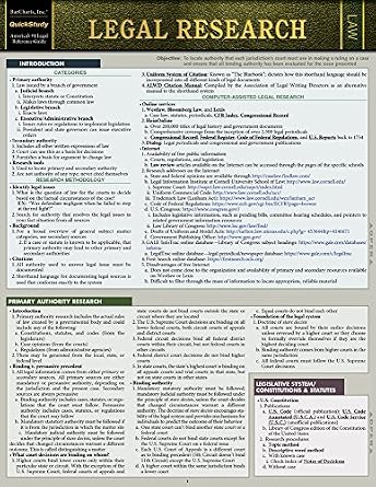Legal Research: a QuickStudy Laminated Law Reference Pamphlet May 18, 2018