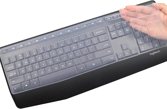 MUBUY-GOL Keyboard Cover for Logitech MK345 Wireless Combo Full-Sized Keyboard, Clear Silicone, Waterproof, Dustproof