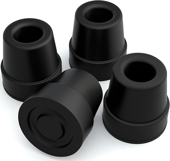 Vive Quad Cane Tips - Heavy Duty 1/2 inch Replacement Rubber Foot - Black