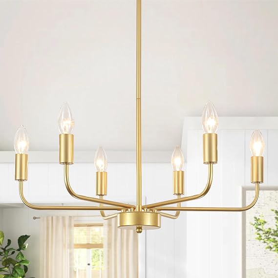 Gold Chandelier 6 Lights, Modern Chandeliers Ceiling Light Living Room, E14