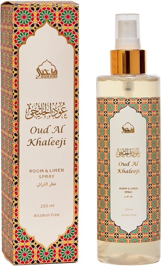 Oud Al Khaleeji Citrus Spray by Dukhni | 250ml Arabic Room Spray for Home | Basil & Citrus Air Freshener for Home, Living Room, Prayer Mats, Bed, Linen, Sofa, Car | Room Freshener, Odour Eliminator