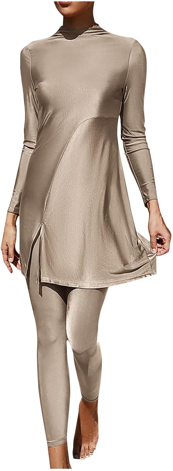 Modest Swimsuits for Women 2 Piece Full Coverage Bathing Suits Long Sleeve Swim Bottoms Dress Tops Muslim Swimwear