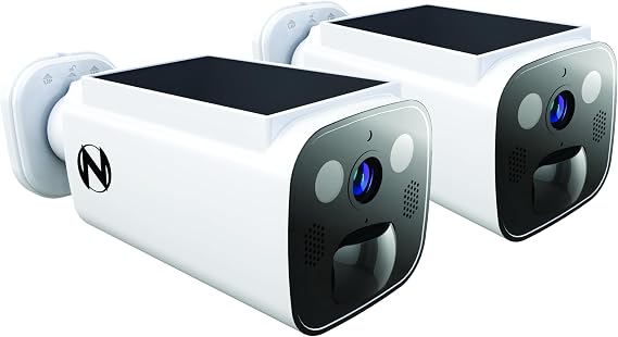 Night Owl 2K Battery Solar Powered Camera with Spotlight and 2-Way Audio 2 Pack White