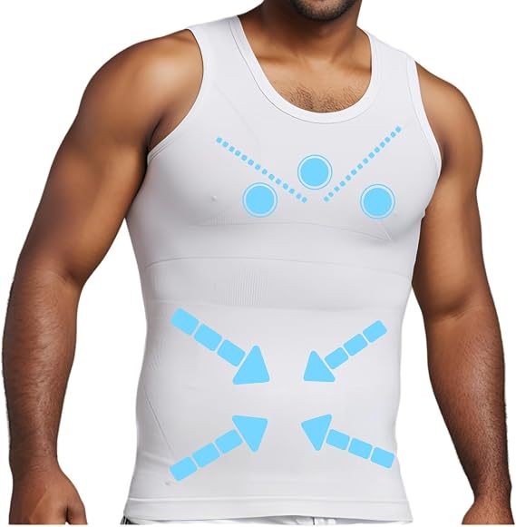 Mens Slimming Body Shaper Shirt, Gynecomastia Compression Tank Top, Shapewear Tummy Control Undershirt