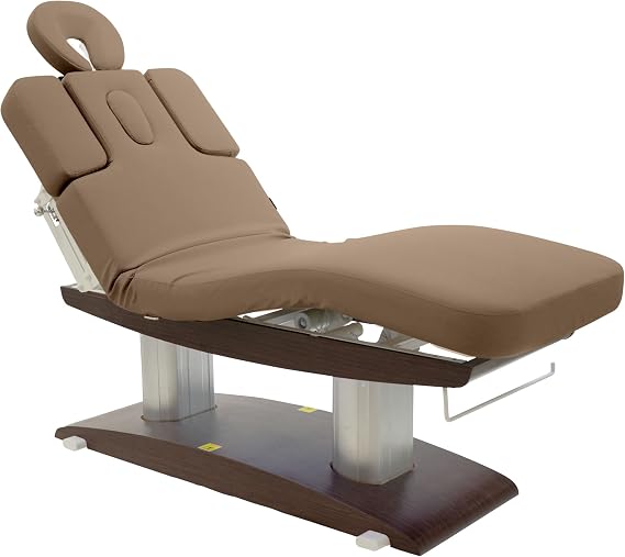 SKINACT Bale Electric Spa Facial Massage Treatment Table with 5 Motors, LED Lighting, PU Upholstery & Wood Base (Sand)