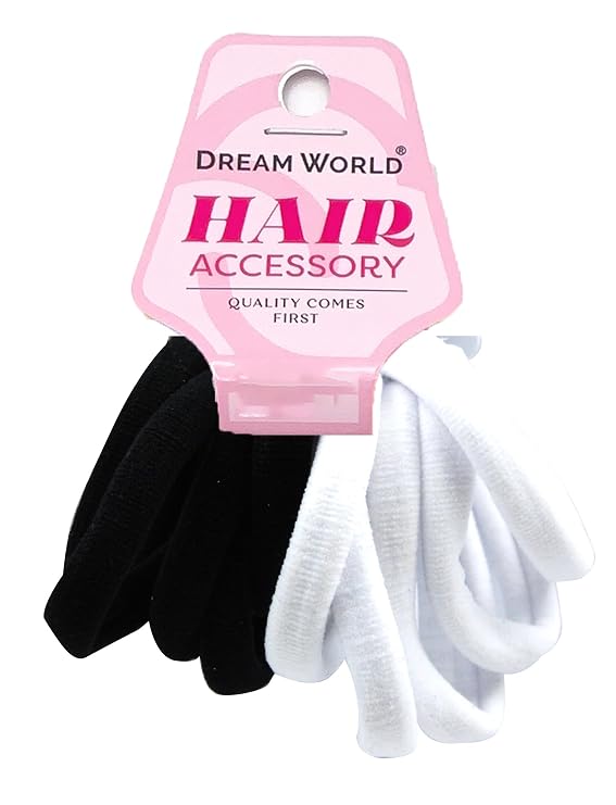 Dream World Medium Hair Band Black/White 10 Pcs Pack