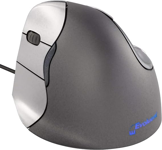 Evoluent Inventor of The Vertical Mouse VM4L Ergonomic Vertical Mouse Left Hand Wired USB, Sculpted for Comfort, Reduces Wrist Strain, 4 Speeds, 6 Customizable Buttons in Windows