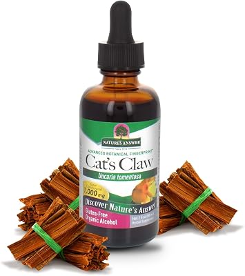 Natures Answer Cats Claw Bark 1,000 mg with Organic Low Alcohol, 2-Fluid Ounces | Natural Immune Booster | Promotes Digestive Support | Cognitive Function Support