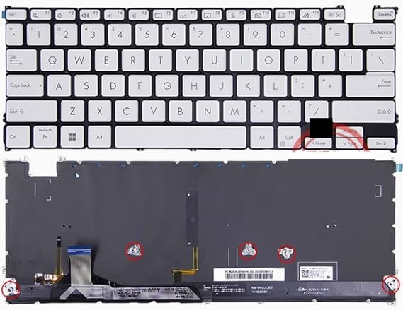 US Layout for ASUS for Zenbook for Lingyao 14 UX3402Z UM3402 S13 X13 UM5302T Q409ZA UM5302LA UM5302TA UX3402V Laptop Keyboard Backlight Easy to replace(White 5 screw post)