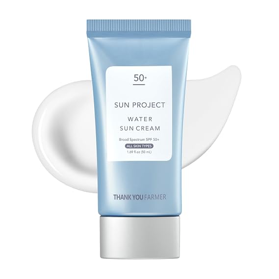 THANKYOU FARMER Sun Project Water Sun Cream (OTC) SPF 50+ Broad Spectrum, Korean Sunscreen, 1.69 fl oz