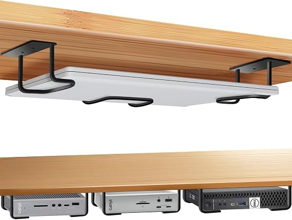 Under Desk Laptop Mount, Laptop Under Desk Mount 2.7 inches Tall Effective Space, Aluminum Under Desk Laptop Holder Dock Station for Laptop MacBook Dell OptiPlex PS4 Dell WD19 Mac mini M4 Dock & More