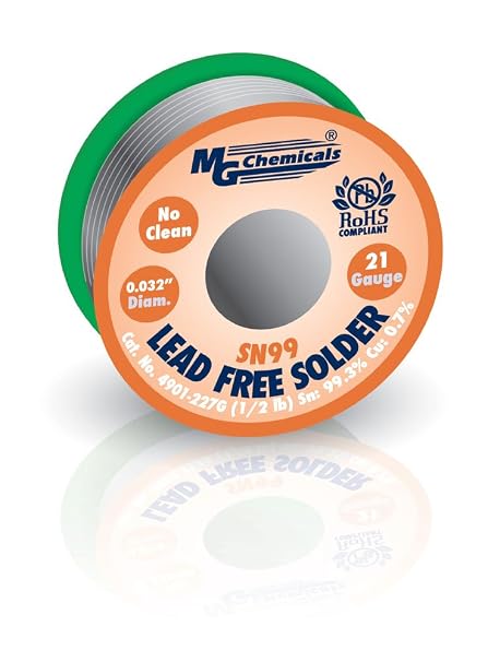 MG Chemicals - 4901-227G Sn99 No Clean Lead Free Solder, 0.032" Diameter, 1/2 lb Spool