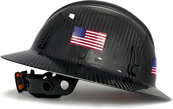 SAFEBUILDER Carbon Fiber Full Brim Hard Hats Made of Carbon Fiber Safety Helmet 6-Point Suspension ANSI Certified for Construction, Industrial, Outdoor Work
