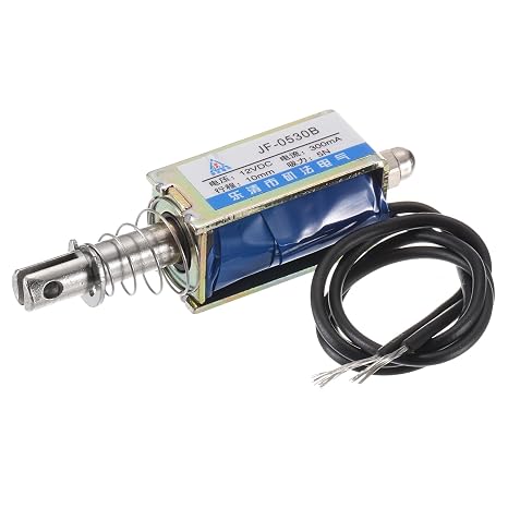 MECCANIXITY DC 12V 0.3A Solenoid Electromagnet Push Pull Type 5N 10mm Stroke Solenoid Actuator Open Frame Linear Motion JF-0530B Magnet Solenoid