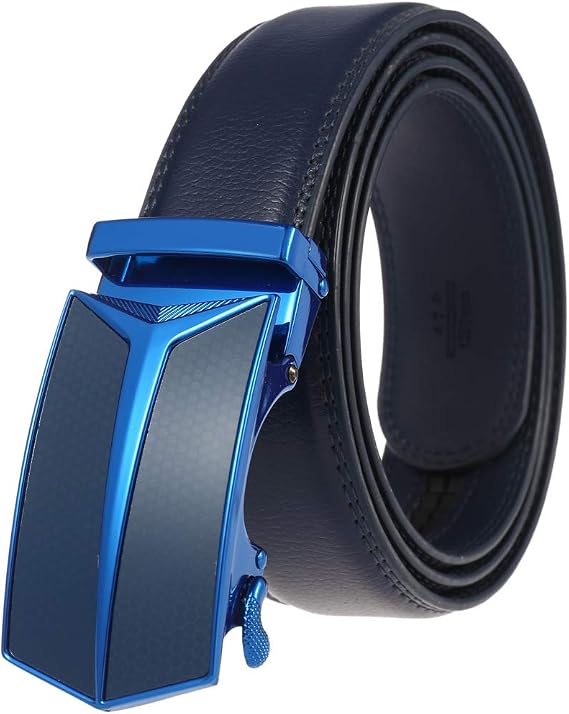 Genuine Leather Belt for Men Ratchet Adjustable Slide Belt 1 3/8'' Width in Gift Package Fit Everywhere