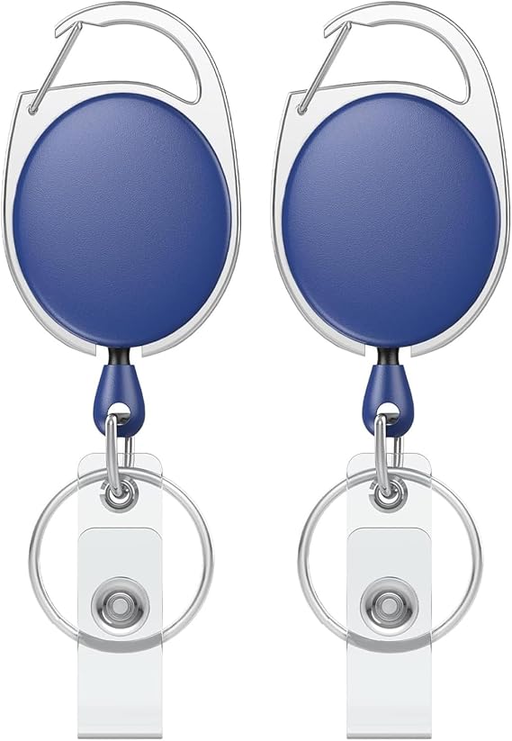 2 PCS Retractable Badge Reel for Badge Holder Retractable Keychain,2 in 1 Clips Badge Holder with Key Belt Reel for Key Ring ID Card