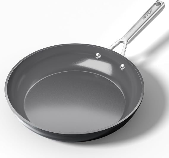DiamondTitan 28cm Ceramic Frying Pan Non-Stick, PFAS-Free PFOA-Free PTFE-Free, for Induction Hob Pan, Oven Safe up to 260°C Cool-Touch Handle, Grey