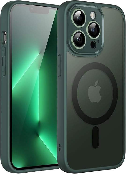 MADNOVA iPhone 14 Pro Max İçin Telefon Kılıfı Magsafe ile Uyumlu Kamera Korumalı Mat Şeffaf Görünümlü Telefon Kılıfı (Yeşil)