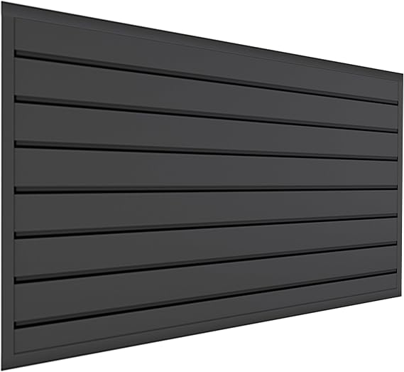Slatwall Panels Garage Slat Wall Storage Systems Garage Wall Organizer, Slatwall Panels Slat Board PVC Wall Panels Slatwall Displays Garage Tool Organizer Wall Mount Slate Wall, Black, 4'Lx2'W