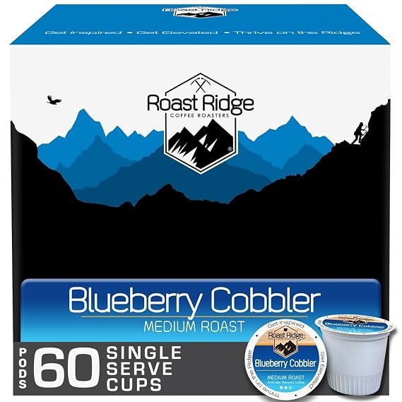 Roast Ridge Single Serve Coffee Pods for Keurig K-Cup Brewers, Medium Roast, Blueberry Cobbler, 60 Count