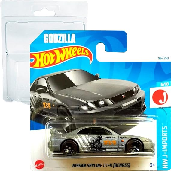 Hot Wheels - Nissan Skyline GT-R [BCNR33] - HW J-Imports 5/10 - HTD96 - Short Card - Godzilla - gri metalik - Mattel 2024 – 1:64